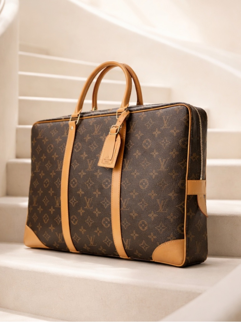 Unisex Louis Vuitton Brown Monogram Canvas Briefcase/Voyage .